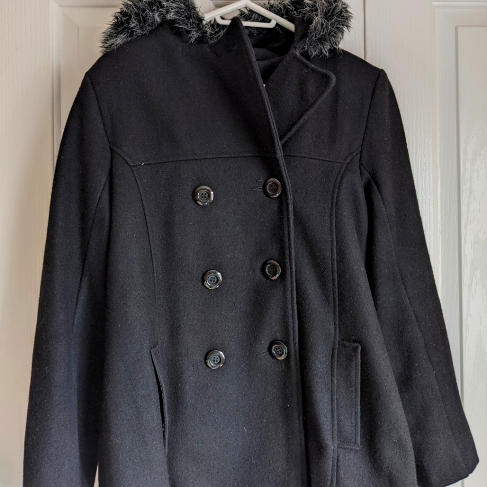 Wool coat with hood